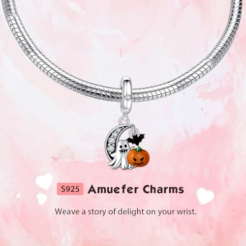 S925 Bead Dangle Charms for Bracelets Necklaces, Compatible with Pandora, Jewelry Making - style: Ghost Pumpkin Charms