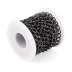 Craftdady 16.4 Feet Aluminum Curb Chain Link Black Twisted Cable Cross Chain Unwelded 10x6.5mm with Spool for Bracelet Necklace Tassel Earring Jewelry Making - color: Black, 10x6.5mm