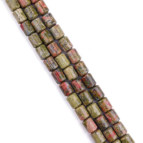 BEADIA Natural Unakite Cylinder Stone Loose Semi Gemstone Beads for Jewelry Making 10mmx14mm 38cm - color: Unakite, size: 10mm x 14mm