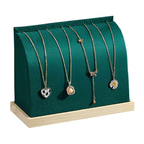 TANG SONG Cambered Wooden Flannelette Soft Mat Multiple Flat Necklace Display Stand Necklace Chains Organizer Holder for Home (Green) - color: Flannelette-Green
