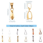SUNNYCLUE 1 Box 120Pcs Pinch Bails Pinch Clasp Snap on Bails Bulk Dangle Charm Hanging Loop Bead Connector 20x7mm Golden Silver Pendants Clasps for Jewelry Making Supplies Earring Necklace Craft - color: 6 Colors Pinch Bails