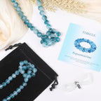 Stone Beads, 60pcs Aquamarine, 6mm Round Loose Beads for Jewelry Making, Bracelets, with Gift Bag, Elastic String & Size Card - color: Aquamarine, size: 6mm