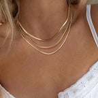 Freekiss Women's Layered Necklace Set - 3 Piece Dainty Gold Jewelry for Everyday Stacking | 14K Gold Plated Snake Chain, Rope Chain, Cuban Chain | Adjustable Length 14-18.5 Inch | Gift Ready - color: Gold, style: Cuban+Box chain+Snake