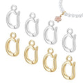 AHANDMAKER 16Pcs 18k Gold Hinged Pull Clasp Charm Bail Metal Pendants Bails 2 Colors Necklace Clasp Enhancer Connector for Necklace Earring Bracelet Jewelry Making 12x7x3mm