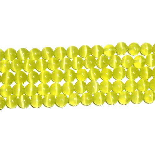 MJDCB 30pcs Lemon Yellow Cat Eye Stone Beads 12mm Round Crystal Loose Bead for Jewelry Making DIY Bracelets Necklace - color: Lemon Yellow, size: 12mm(30pcs)