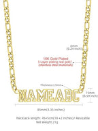 GoldChic JEWELRY Name Necklace Personalized for Men, Womens Custom Name Plate Chain, Stainless Steel Customized Old English Nameplate Choker with Curb Chains Custom, 16 inches to 30 inches - color: Figaro Chain 6 mm - Gold