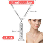 18 Pcs Stainless Steel Rectangle Pendant Necklace Engravable Stainless Steel Rectangular Pendants Stamping Blank Bar Pendant for Birthday and Christmas Gifts