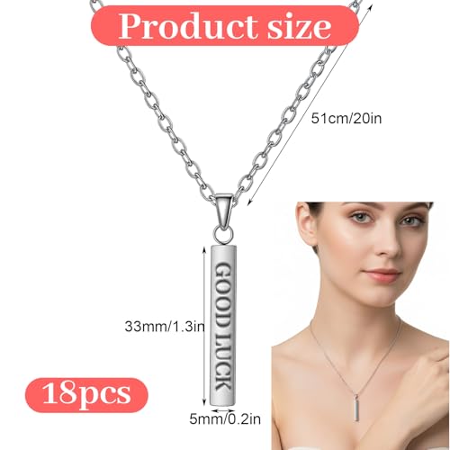 18 Pcs Stainless Steel Rectangle Pendant Necklace Engravable Stainless Steel Rectangular Pendants Stamping Blank Bar Pendant for Birthday and Christmas Gifts