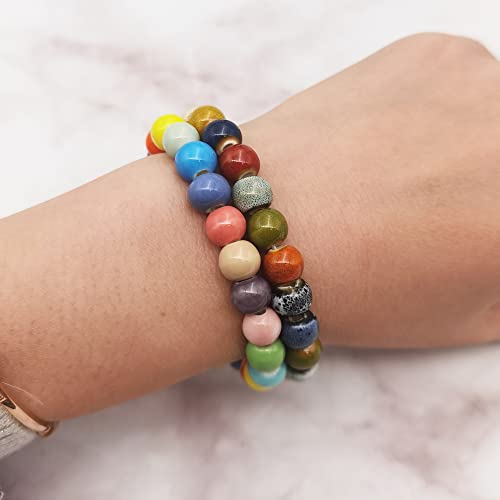 INSPIRELLE 180 Pieces Porcelain Beads Chinese Round Ceramic Beads 8mm for Handmade Jewelry Making Bracelets Necklace Making, Leopard - color: Leopard
