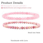 NCB 2.3-Piece 4mm Natural Crystal Gemstone Stretch Bracelets – Handmade Reiki Energy Healing Jewelry for Meditation,Yoga, Unisex - color: 2PCS ( Pink Quartz+Rhodochrosite ), size: 4mm
