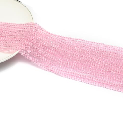 10 Strands Spinel Beads Artificial Faceted Small Round Loose Beads 3mm 15 inch for Jewelry Making Charms Necklace Bracelet - color: Pink