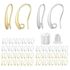14K Gold and Silver Plated Earring Hooks, 230PCS Earring Findings for Jewelry Making Hypoallergenic Earring Making Kit for DIY Bulk Pack - color: Silver and 14K Gold-Big Earing Hooks