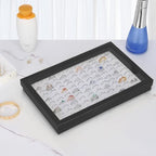 KUKUVR 100 Slots Ring Earring Holder Display Case, Velvet Jewelry Ring Earring Storage Organizer Box Tray with Clear Lid for Women And Selling Show (Black+White) - color: Black+White