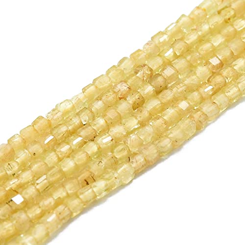 Pandahall 364pcs Natural Gemstone Cube Beads Yellow Apatite Faceted Square Stone Bead 2x2x2mm Crystal Energy Stone Healing Power for Jewelry Making