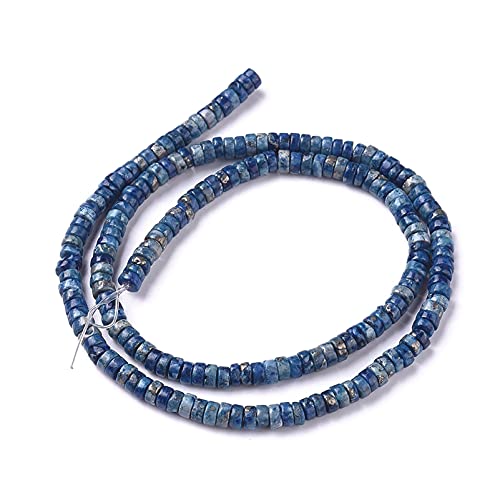 Craftdady 354pcs Heishi Coin Natural African Pyrite Gemstone Beads Flat Round Disc Energy Healing Crystal Stone Loose Beads 4mm for Jewelry Bracelet Necklace Earring, Blue - color: African Pyrite, Blue, size: 4mm