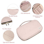 Jewelry Travel Case Organizer for Necklaces, Earrings, Rings, Bracelet, Watch, Soft Sided, Pink - color: Pink