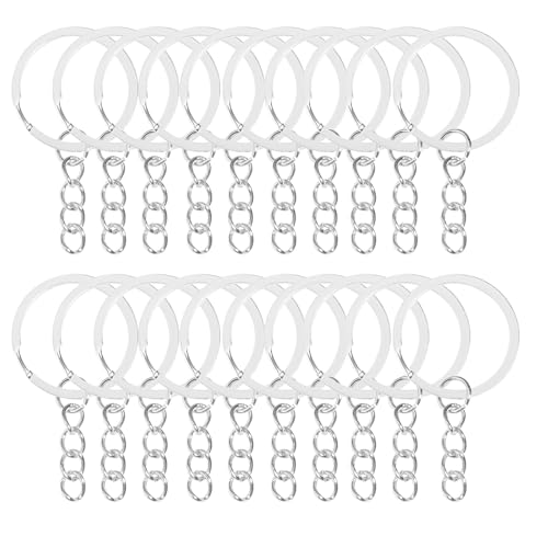 100Pcs Keychain Key Ring with Chain Bulk Split Key Chain,1.1 Inch Key Chains Parts with Open Jump Ring Connector for Jewelry Making Crafts (White K) - color: 100Pcs White K