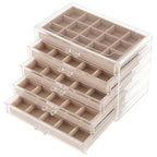 FEISCON Jewelry Box Organizer，Acrylic Storage Organizer with 5 Drawers Adjustable Velvet Trays grid size Jewelry Storage Box Clear Jewelry Organizer Gift for Women Girls (5 layer) - size: 5 layer