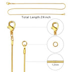 Topacket 24 Pack Necklace Chains Bulk,Gold and Silver Snake Necklace Chains for Jewelry Making 24 Inches - color: Gold and Silver, size: 24inches