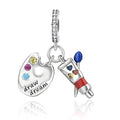 925 sterling silver Bead Charm for Pandora bracelets and Necklaces - Cute Heart Animal Ocean Pendant Bead Charms with Cubic Zirconia Mother's Day Jewelry Making DIY Gifts for Women Wife/Girlfriend - color: Painting Palette and Brush Charm