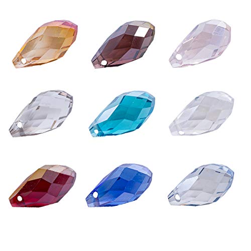 Lot 90pcs Glass Teardrop Beads - LONGWIN 8x18 Crystal Oval Shaped Beads Jewelry Making Supply for DIY Projects, Bracelets, Necklaces, Earrings - color: 8x18mm oval beads