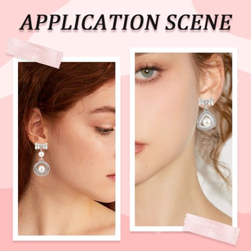 SUNNYCLUE 1 Box 20 Sets 925 Sterling Earring Studs with Loop Earring Posts Findings Silver Rhinestone Bowknot Ear Post Stud with Hole Bulk for Jewelry Making Accessories DIY Crafts Supply - style: Bow 1