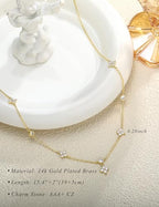 Dainty Gold Necklace for Women Trendy 14K Gold Plated Pearl Cross Clover Butterfly CZ Charm Pendant Chain Station Necklaces Waterproof Non Tarnish Layered Choker Cute Jewelry Gifts - color: G-clover-1