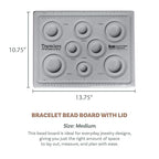 The Beadsmith Elements Bracelet & Anklet Design Bead Board –13.75 x 10.75 x 1 Inches – Removable Transparent Cover – Flocked Surface, Multiple Channels & Printed Ruler – for Jewelry Making - size: Bracelet Board - 9 Channel