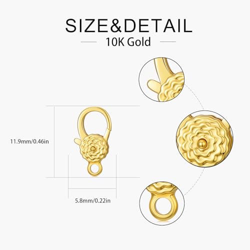 10K Gold Jewelry Clasp Necklace Extender Clasp Bracelet Extension Connector for DIY Necklace Bracelet Anklet Jewelry Making (Style 10) - style: Style 10
