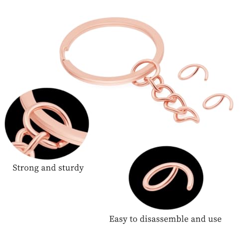 50Pcs Keychain Key Ring with Chain Bulk Split Key Chain,1.1 Inch Key Chains Parts with Open Jump Ring Connector for Jewelry Making Crafts (Rose Gold) - color: 50Pcs Rose Gold