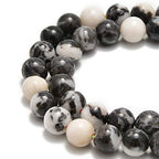 60pcs 6mm Natural Black and White Zebra Jasper Gemstone Round Spacer Loose Stone Beads for Jewelry Making 15.5" 1 Strand (Black and White Zebra Jasper, 6mm 60 Beads) - color: Black and White Zebra Jasper, size: 6mm 60Beads