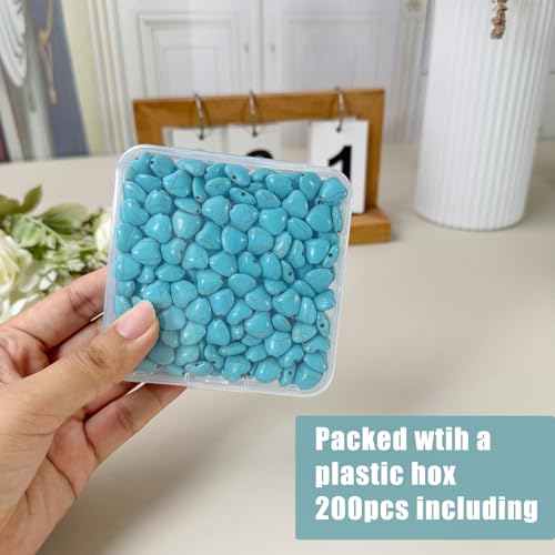 Turquoise Love Beads for Jewelry Making 200pcs 12mm Natural Semi-Precious Gemstone Loose Space Beads for Bracelets, Necklaces, Earring, DIY Handmade Crafts, Healing Stone Gifts, Garland Deco - color: Turquoise Heart 12mm
