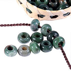 TUMBEELLUWA 40pcs Crystal Stone Large Hole Beads for Jewelry Making Macrame Beads for Hair Braids(14mmx8mm), Green Indian Agate - color: Multi Green