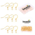 BEADIA 18K Gold Plated Earring Hooks 16x16mm 80pcs with Beads for Jewelry Making Findings - size: Hooks 3# 16x16mm