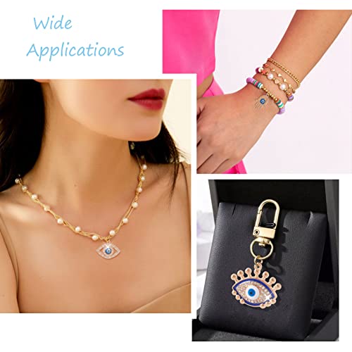 Cheriswelry Rhinestone Enamel Connectors Charm Links Evil Eye Alloy Metal Pendants Antique Silver Flat Round Hamsa Hand Owl Feather Heart Charm Pendant for Bracelet Necklace Jewelry Making - color: Gold-Mixed Shape