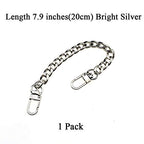 HAHIYO Purse Chain Strap 7.9 inches Bright Silver for Shoulder Cross Body Sling Purse Handbag Clutch Replacement Comfortable Flat 0.4' Wide Enough 2.4mm Extra Thick Metal 1 Pack - size: Bright Silver 7.9 inches