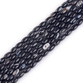 GEM-Inside 4x6mm Natural Black Botswana Onyx Agate Stone Semi Precious Rice Olive Oval Chakras Beads for Jewelry Making DIY Handmade Craft Supplies 15" - size: Black-4x6mm