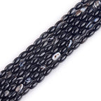 GEM-Inside 4x6mm Natural Black Botswana Onyx Agate Stone Semi Precious Rice Olive Oval Chakras Beads for Jewelry Making DIY Handmade Craft Supplies 15" - size: Black-4x6mm