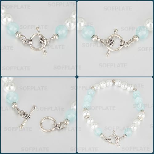 1 Box 120 Sets Toggle Jewelry Clasp Sets Bracelet Toggle Clasp Silver Alloy Closures OT Round Buckle End t Bar Clasp Connectors with Jump Rings Set for DIY Jewelry Making Accessories Craft - style: Style 2