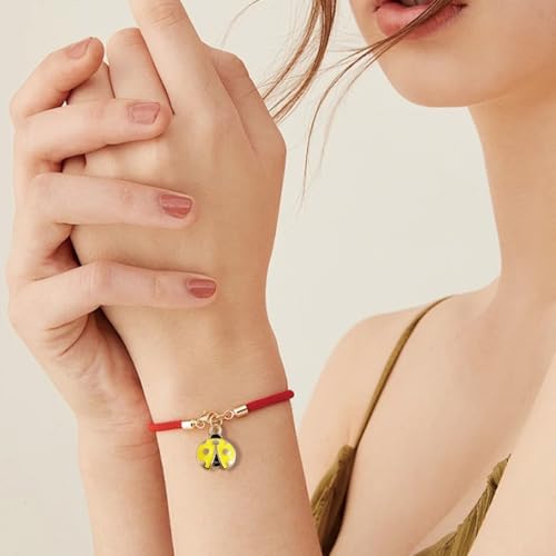 50 Pcs Ladybug Charms, Alloy Insect Pendants, Handcrafted Ladybug Charms, Animal Themed Jewelry for Bracelets, Necklaces, Earrings Making - color: Yellow
