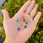 Adabele 1 Set Grade A Mixed Birthstone Charm 8mm Crystal Pendant Drop Bead 18K Yellow Gold Plated (12pcs) For DIY Craft Jewelry Making CCP24 - color: Gold, size: 8mm (0.31") -12pcs