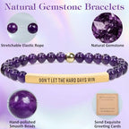 INSYOHO Dont Let the Hard Days Win Bracelet – Inspirational Healing Crystal Bracelet for Women & Men, Agate & Amethyst Beaded Adjustable, Motivational Gift for Stress Relief & Positivity - color: Purple