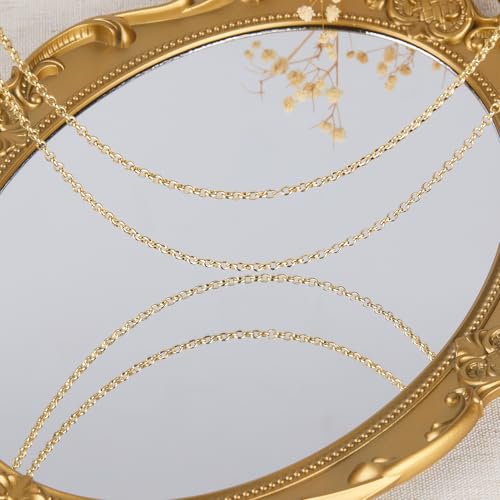 GTVOODX 18K Gold Stainless Steel Chains Bulk 16.4Feet Unfinished Rolo Link Cable Chain Roll for DIY Jewelry Bracelet Necklace Making with Lobster Clasps Jump Rings - color: Gold Rolo Chains