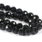 6mm Black Tourmaline Faceted Gemstone Round Loose Beads Strand 15.5-16" DIY Jewelry Making - color: Black Tourmaline