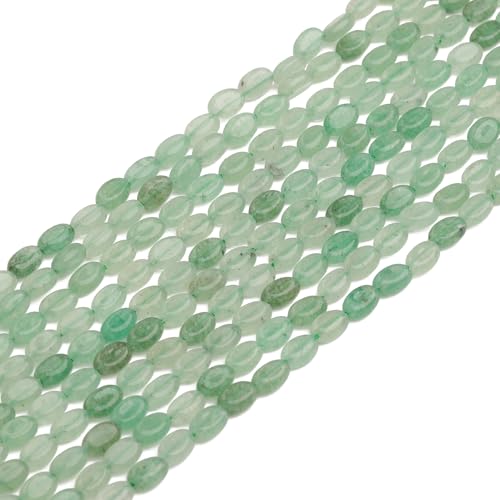70pcs Natural Green Aventurine Stone Beads，4x6mm Egg Shape Loose Gemstone Beads for Jewelry Making Design Earring Necklace - color: green aventurine