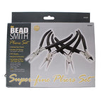 The Beadsmith Slim Line Pliers Set – Extra Fine Tips – 4.5 Inches, 4-Pieces: Round Nose, Chain Nose, Flat Nose & Semi-flush Side Cutter – Leatherette Carrying Case Included – Tools for Jewelry Making - style: Set