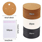 XXUOD 600 Pieces Display Cards Set, 150 Round Cardboard Earring Holder With 150 Self-Seal Bags and 300 Backs for Ear Studs - 3 Colors