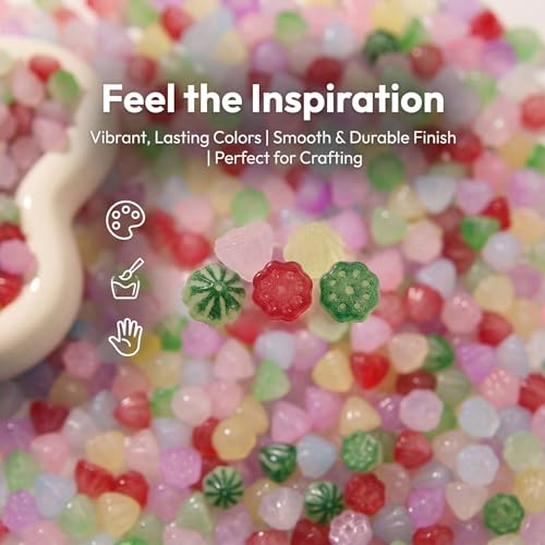 CZZZY 100g 10mm Lotus Seed Pod Acrylic Beads, Iridescent Mixed Color Loose Beads，Macaron Coloured Cute Beads,Macaron Coloured Cute Beads for DIY Jewelry Making (Mix)