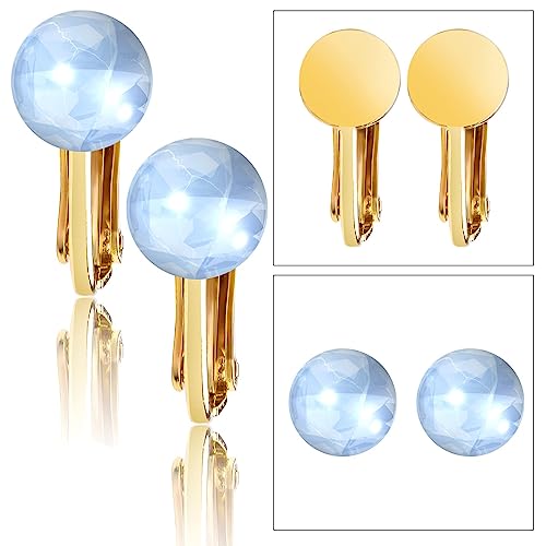 20pcs Clip-on Earring Converters Brass Round Flat Back Tray Earring Clips Components with Silicon Earring Pads for DIY Earrings Design Jewelry Making Findings, Gold and Silver - color: Silver,Gold