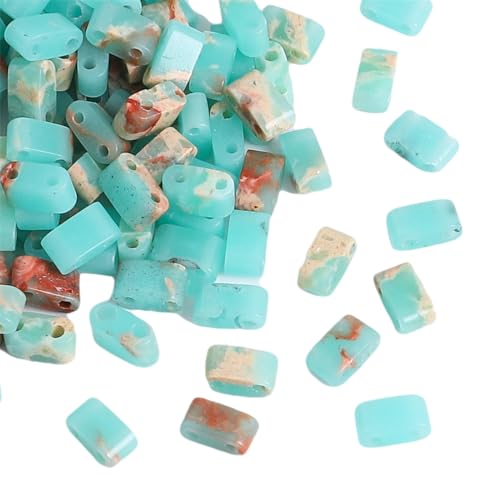 Beadia Blue Imperial Jasper Stone Tila Beads 5x2mm Rectangle 2-Hole Spacer Beads for DIY Bracelet Earring Making 15"/Strand - color: Imperial Jasper Blue, size: 5x2mm